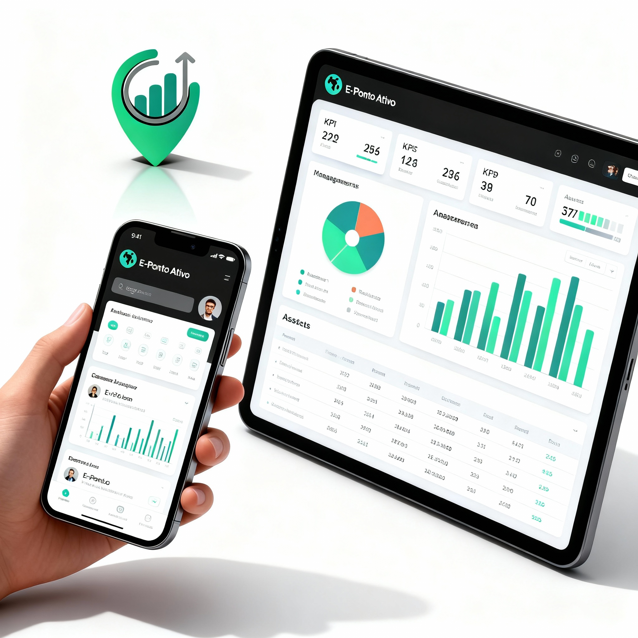 Dashboard de gestão de ativos com inventário e manutenções agendadas